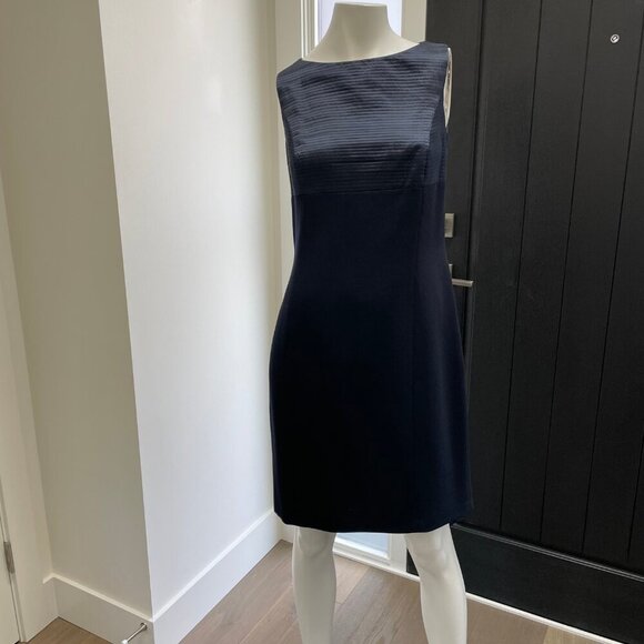 Peter Nygard Pure New Wool Classic Sleeveless Sheath Midi Dress Navy Blue Sz 8 - Picture 2 of 10